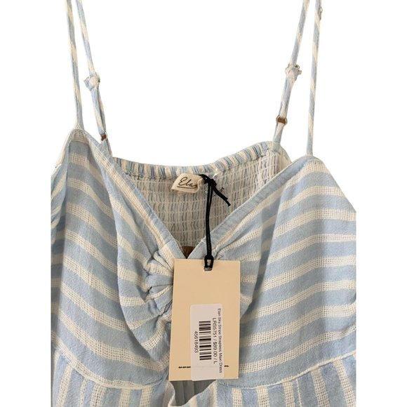 New Elan Sky Womens Size L Stripe Maxi Dress Spaghetti Strap Retails $89 Linen T - Picture 3 of 6